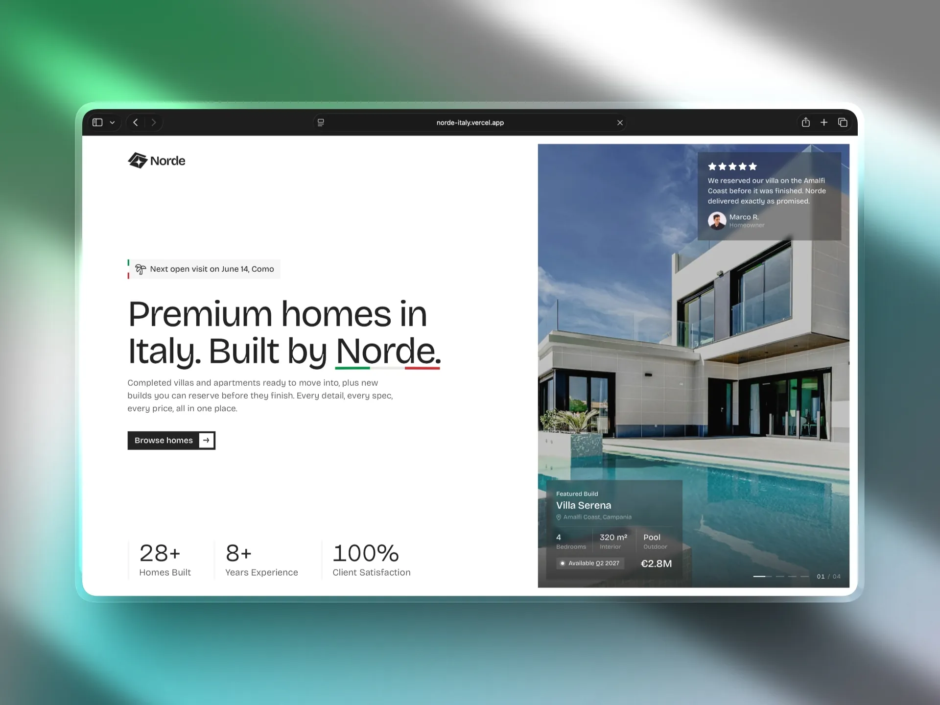 Concept Norde Home Builder Website